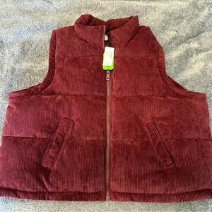 Maurices Women’s Cropped Maroon Corduroy Vest az 1X